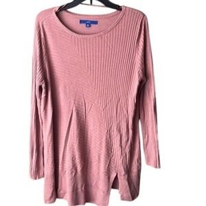 Apt.‎ 9 XL Tunic Top Ribbed Knit Long Sleeve Side Slit Mauve Pink